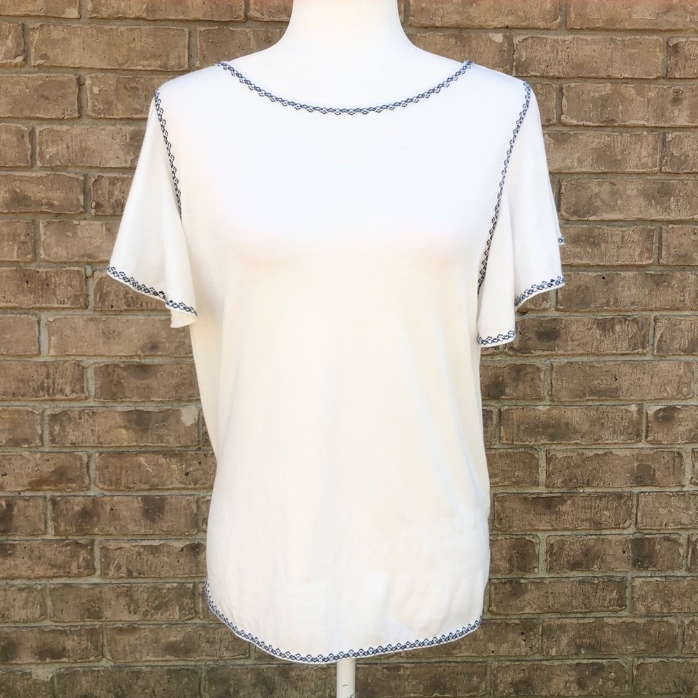 Max Studio: embroidered flutter sleeve top